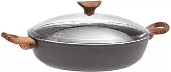 Sambonet Rock'N'Rose Servierpfanne mit Deckel, Aluminium-Antihaft, 28cm, 3,6L (51035-78)