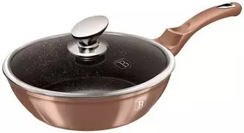 BerlingerHaus Pfanne mit Glasdeckel 24cm Rosegold Line (BH/1517N)