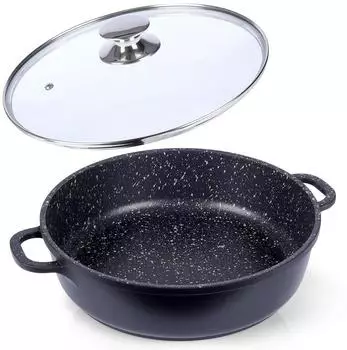 Orion Granit-Bratpfanne mit Glasdeckel, 28cm, schwarz