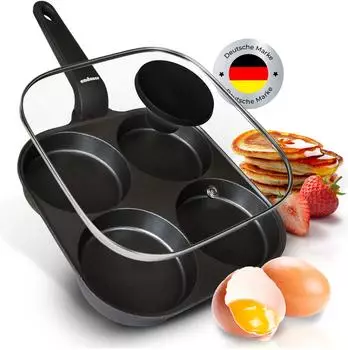 endusor Spiegeleipfanne Deckel 3-fach Antihaft mit 4 Mulden &Oslash; 21 cm