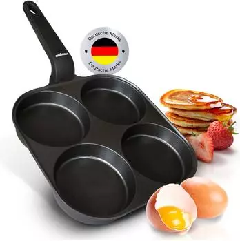 endusor Spiegeleipfanne Deckel 3-fach Antihaft mit 4 Mulden rechteckig 21 x 21 cm
