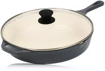 Mahlzeit Gusseisenpfanne emailliert Ø 29,5cm mit Glasdeckel, Blue Berry (GPFA30Eb)
