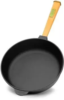 Brizoll Gusseisenpfanne Ø24cm, 62mm hoch, Holzgriff, Induktion (O2460-P)