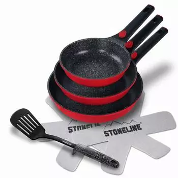 Stoneline SMART Pfannen-Set 6-teilig 20/24/28cm, Aluminiumguss, rot (SMART)