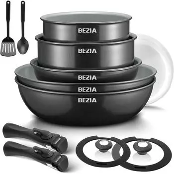 LuxusKollektion BEZIA Pfannen-Set 13-tlg. Keramikbeschichtung abnehmbarer Griff Induktion