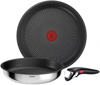 Tefal Ingenio Comfort Max Edelstahl Pfannen-Set, 3-tlg., stapelbar (L966S344)