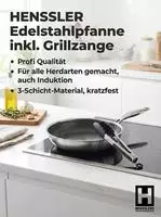 HENSSLERS Bratpfanne "Premium, inklusive Grillzange" Edelstahl Set, 2 tlg.
