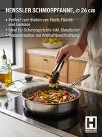 HENSSLERS Schmorpfanne "Premium, Pfanne 26 cm, inklusive Grillzange" Edelstahl...