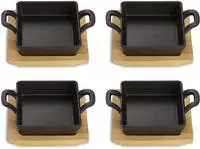 ECHTWERK Servierpfanne "4x Quadratische Servierschale" Gusseisen Set, 4 Stk. tlg.