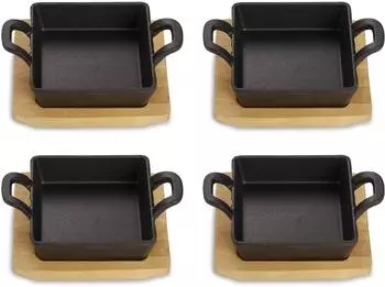 Echtwerk 4x Servierschale Servierpfanne 4-tlg. braun/schwarz Gusseisen