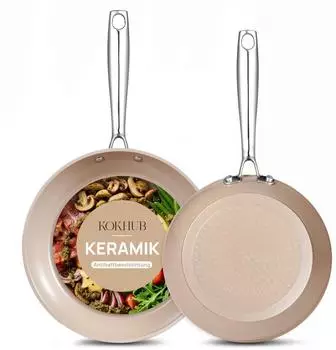 LuxusKollektion Keramik Pfannen-Set 2-teilig 24/28cm, khaki, Induktion (KOKHUB)