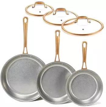 LuxusKollektion Bratpfannen-Set 3-teilig, Edelstahl Tri-Ply, 20/24/28cm mit Deckel