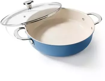 Redchef Schmorpfanne mit Deckel, 28cm, Keramik-Antihaft, Induktion, blau
