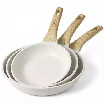 LuxusKollektion Bratpfannen-Set 3-tlg. Granit Antihaft, Induktion, weiß, 24/26/28cm