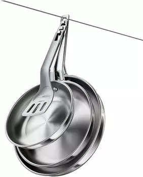 LuxusKollektion Pfannen-Set Edelstahl 4-teilig 20/24/28cm, Induktion, unbeschichtet