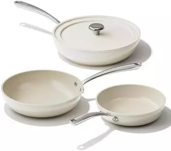 Redchef Keramik-Pfannenset 20/24/28cm, Antihaft, Induktionsgeeignet, beige