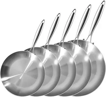 LuxusKollektion Pfannenset Edelstahl unbeschichtet 5-teilig 22&ndash;30cm, Induktion, ofenfest