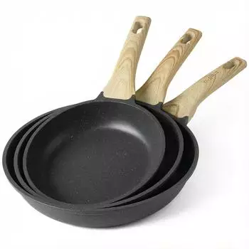 LuxusKollektion Bratpfannen-Set 3-tlg. Granit-Antihaft, grau, 24/26/28cm, induktionsgeeignet