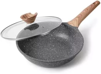 LuxusKollektion Bratpfanne mit Deckel 24cm, Granit-Antihaftbeschichtung, Induktion & Gas
