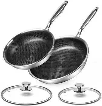 LuxusKollektion Pfannen-Set Edelstahl 24+28cm Antihaft, Induktion, backofenfest