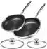 LuxusKollektion Pfannen-Set Edelstahl 24+28cm Antihaft, Induktion, backofenfest