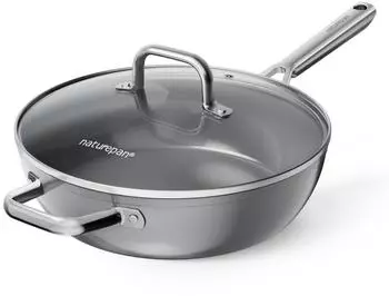 LuxusKollektion Keramik-Bratpfanne mit Deckel, 28cm, 5L, Induktion, grau