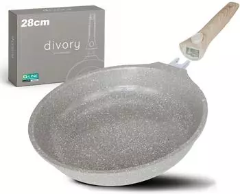 Divory Keramikpfanne 28 cm 3 l Grau Aluminium abnehmbarer Griff