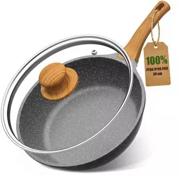YASHE Schmorpfanne 24 cm 3,3 l mit Deckel Grau