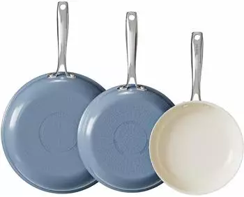 LuxusKollektion Redchef Pfannen-Set Keramikbeschichtung Induktion 20/24/28cm blau