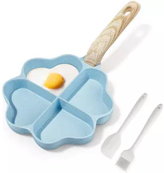 LuxusKollektion Omelettpfanne 4-Loch Herzform Antihaft Induktion blau