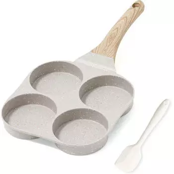 LuxusKollektion Omelettpfanne 4-Loch Granit-Antihaftbeschichtung Induktion beige