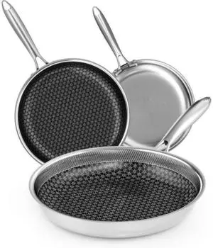 LuxusKollektion Pfannen-Set Edelstahl Antihaft Induktion 20/26/30cm, 3-teilig