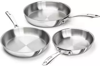 LuxusKollektion Mehrschicht-Edelstahl-Bratpfannen-Set 20cm, 24cm, 28cm