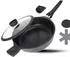 LuxusKollektion Schmorpfanne mit Deckel, 28cm, 4,2l, Induktion, abnehmbarer Griff, backofenfest, schwarz