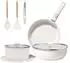 LuxusKollektion Pfannen-Set 11-teilig, Antihaft, abnehmbare Griffe, weiß, stapelbar