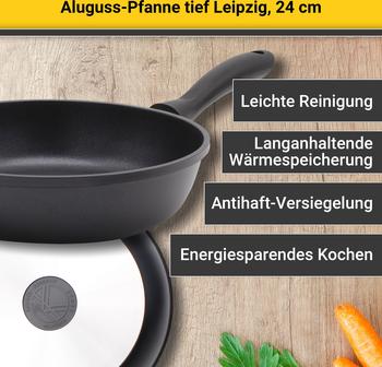Krüger Schmorpfanne Leipzig 24 cm – Aluguss statt Edelstahl – schnelles Aufheizen für den Alltag