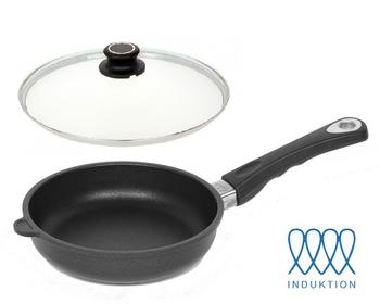 Lotus Flachpfanne aus Gusseisen Ø 24cm mit Deckel, Induktion