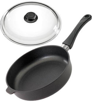 Eurolux Bratpfanne hoch Aluguss antihaftbeschichtet Set mit Deckel 28 cm / fester Stiel / induktionsgeeignet / ohne Edelstahlrand