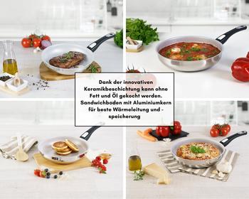 Genius Cerafit Steel Pfanne mit Glasdeckel 28 cm – Hochwertige Materialien und Beschichtung