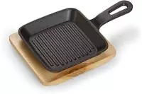 ECHTWERK Grillpfanne "quadratische Auflaufform mit Servierbrett" Gusseisen Set, 2