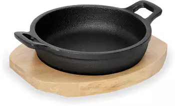 WAS Germany Servierpfanne mit Holzuntersetzer 10 cm