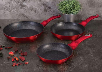 BerlingerHaus Metallic Line Burgundy Edition 3-tlg. Bratpfanne Set