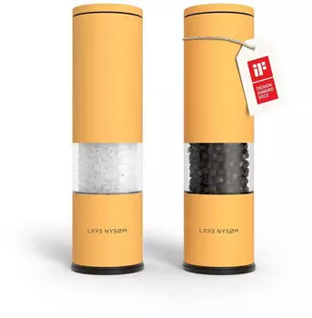 LARS NYSØM Salz- und Pfeffermühlen Set, manuell, einstellbares Keramikmahlwerk, Mustard Yellow (FR-E-MUSTARD)