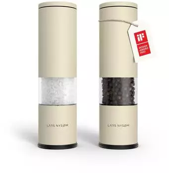LARS NYSØM Salz- und Pfeffermühlen Set, manuell, Keramikmahlwerk, Almond Beige (LAG-5-ALMBEI)