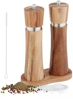 Relaxdays Gew&uuml;rzm&uuml;hlen-Set, manuell, Keramik, 21cm
