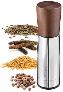 GEFU Gew&uuml;rzm&uuml;hle SPICE-GRIND Edelstahl / Akazienholz Keramikmahlwerk