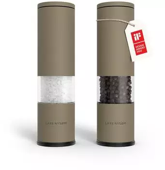 LARS NYSØM Salz- und Pfeffermühlen-Set, manuell, Keramikmahlwerk, taupe (FR-E-GREIGE)