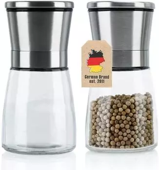 Intirilife Gew&uuml;rzm&uuml;hle 2er-Set, Glas und Edelstahl, manuell (DE-142508)