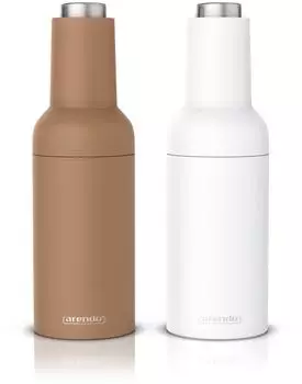 Arendo Salz- & Pfefferm&uuml;hle elektrisch, 2er Set, Keramikmahlwerk, wei&szlig;/beige (306647)