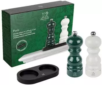 Peugeot Paris Geschenkset Pfeffermühle waldgrün & Salzmühle weiß, 15cm (44916)